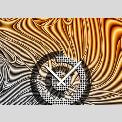 Tischuhr 30cmx30cm inkl. Alu-St&auml;nder- abstraktes Design grau orange ger&auml;uschloses Quarzuhrwerk -Wanduhr-Standuhr TU5039 DIXTIME