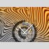 Tischuhr 30cmx30cm inkl. Alu-St&auml;nder- abstraktes Design grau orange ger&auml;uschloses Quarzuhrwerk -Wanduhr-Standuhr TU5039 DIXTIME