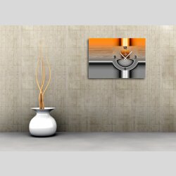 Wanduhren, Dixtime Designer Wanduhr, 30cm x 40cm, stilvolle Luxusuhr, orange silber, 6100-0009  