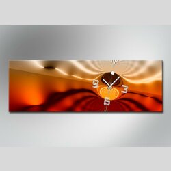 Wanduhren,30cm x 90cm elegante Wohnraumuhr, edles Design  raffinierter Optik-Effekt,  orange kupfer rot  braun Nuancen,  Dixtime Designer Wanduhr, 4287-0009 