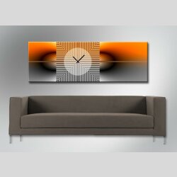 Dixtime Moderne Designer Wanduhr, 30cm x 90cm Wanduhren, zeitloses Design,  edle B&uuml;rouhr, orange grau, 4167-0009  