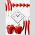 Dixtime Designer Wanduhr,30cm x 40cm Wanduhren, stylische K&uuml;chenuhr, rot wei&szlig;, Paprika Tomate Peperoni 4182-0009  